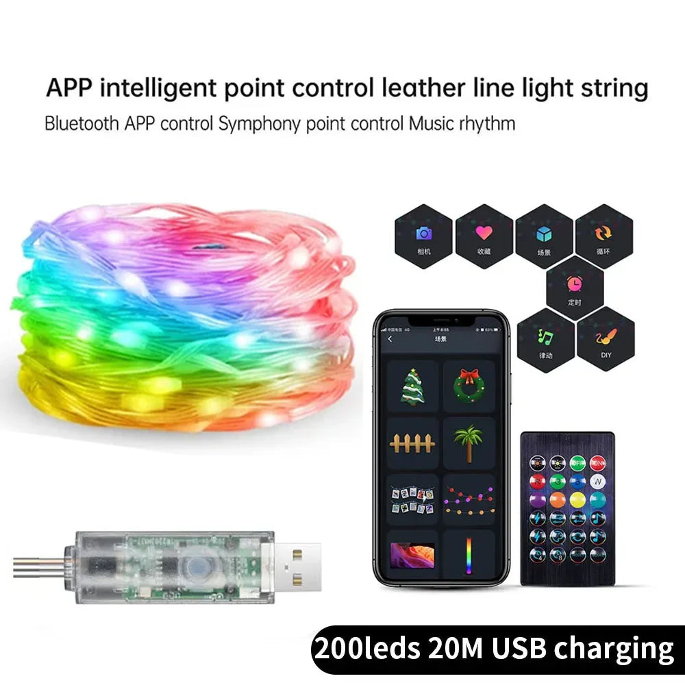 Guirlande Lumineuse Féérique RGB Intelligente avec Contrôle par Application